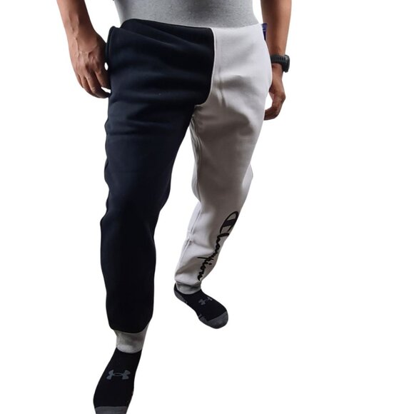Champion Men's Reverse Weave Joggers Fleece Black White - Picture 1 of 15